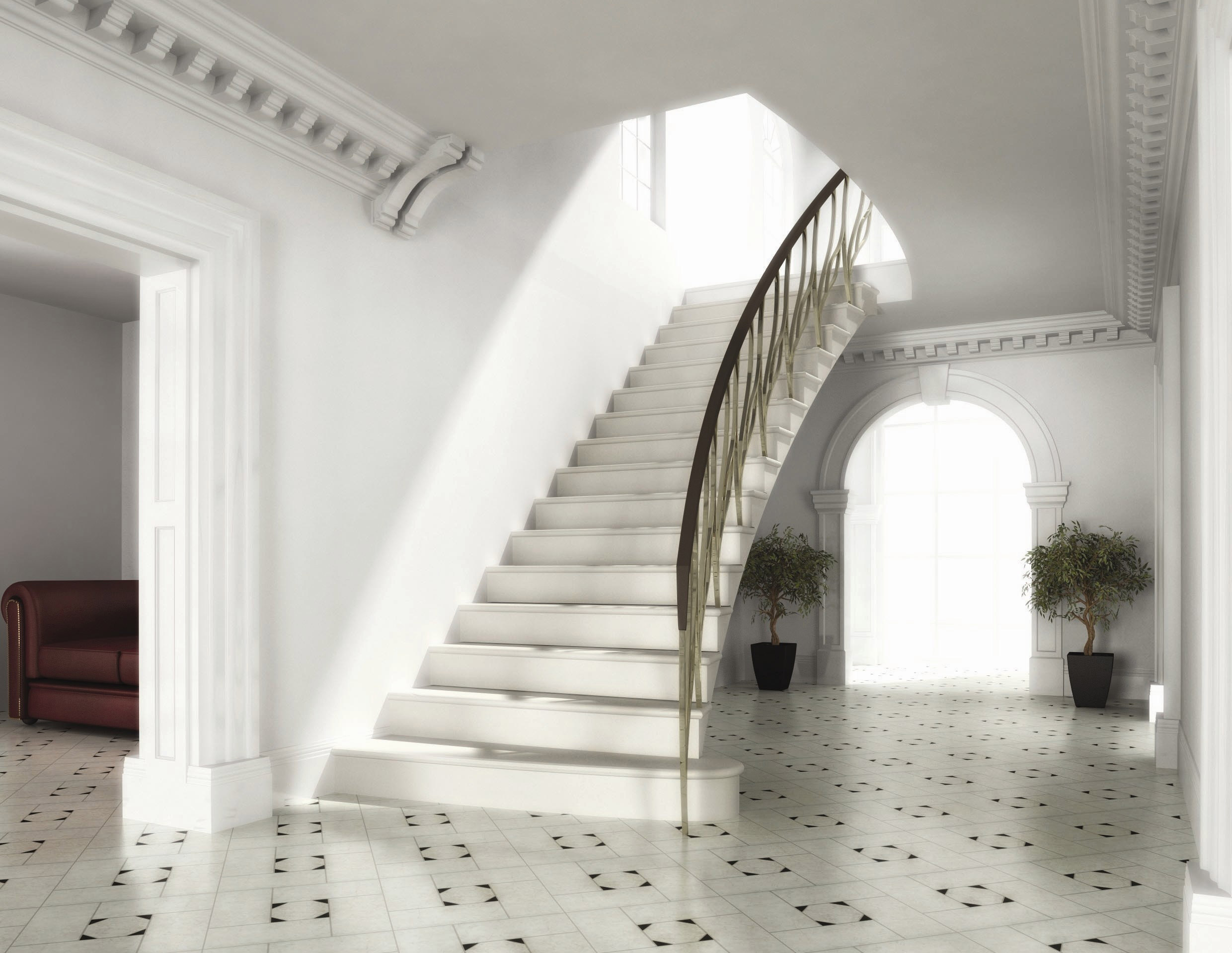 9. Straight Moleanos cantilever stone staircase with curved free end – Lancashire
