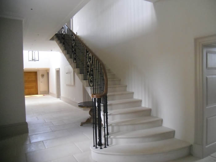 28. Portland stone staircase with aged Portland stone tiles – Cotswolds