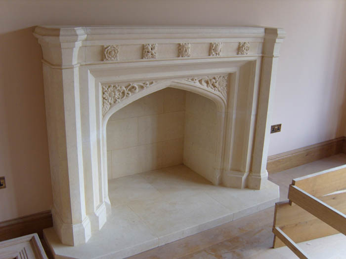 stone fireplace in traditional style